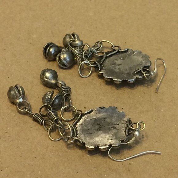 Ferret Earrings Handpainted Danglers Silvertone Metal Long Polecat Pet Artisan - Picture 10 of 12